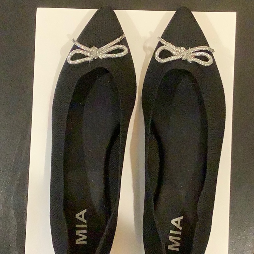 MIA Black Flats with Metallic Bow